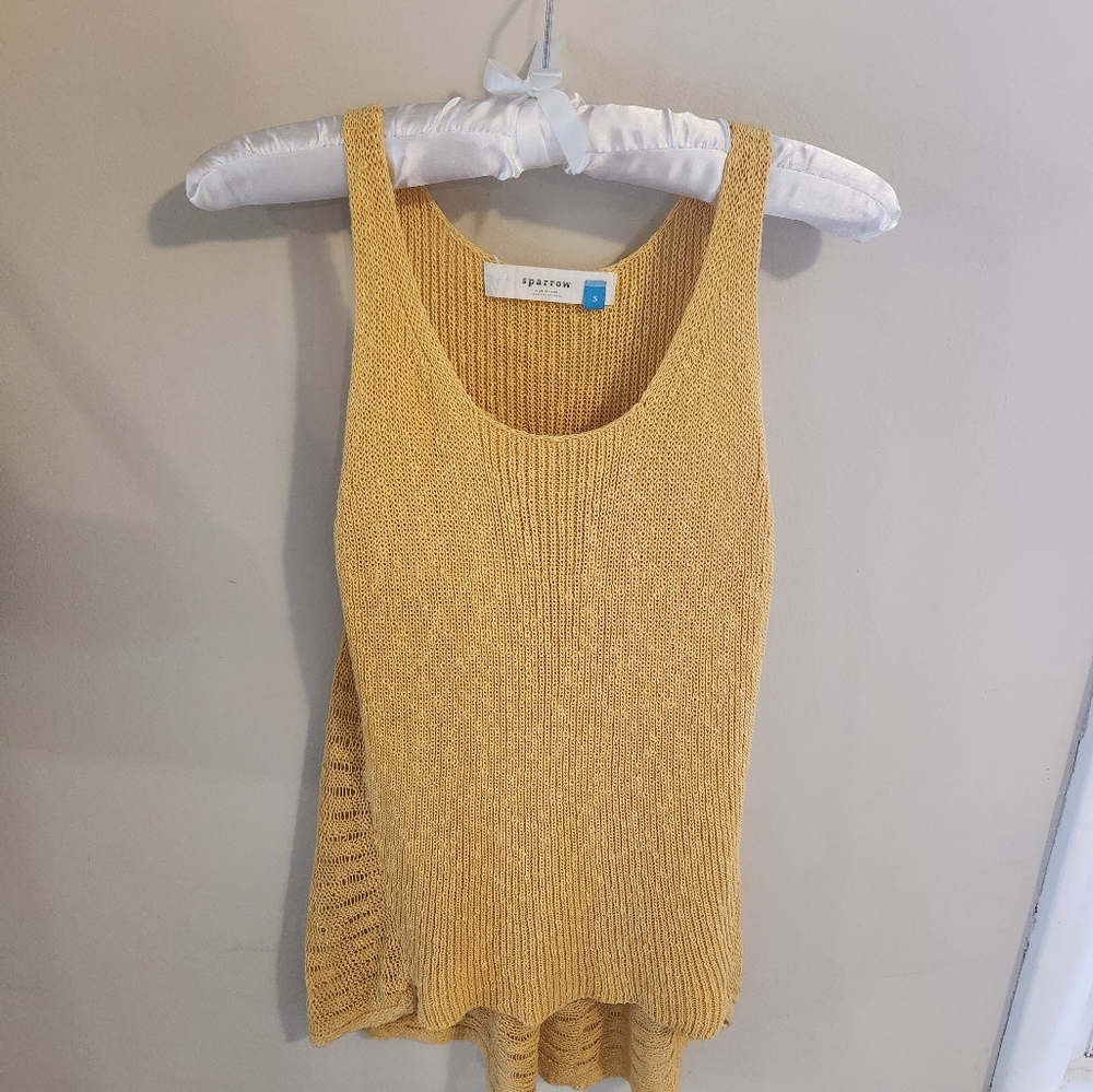 Anthropologie Sparrow Woven Blouse, Size Small, gold/yellow